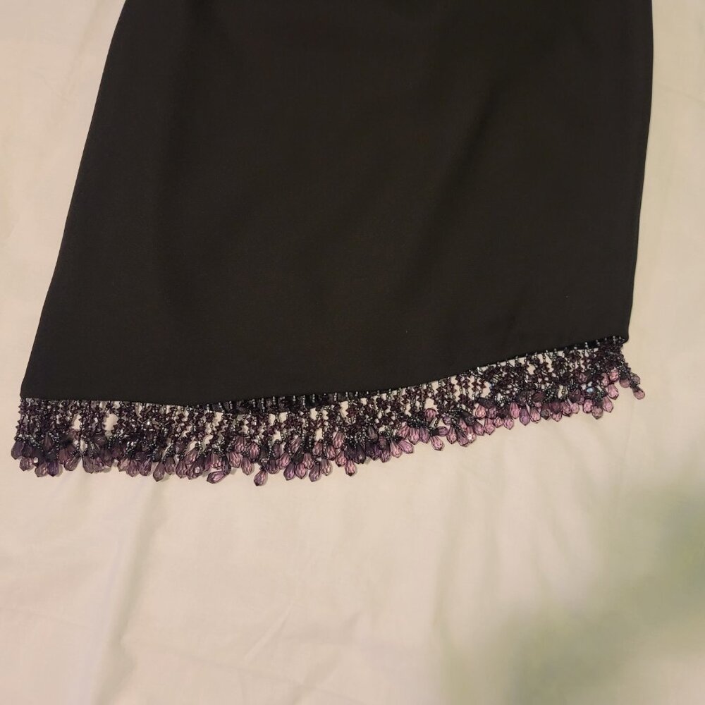 Charming Character Black Crystal Fringe Knee length Dress, size 6 - Picture 3 of 4